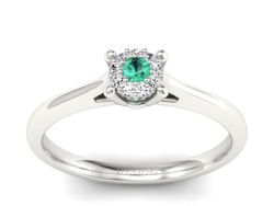 Złoty pierścionek ze szmaragdem i brylantami - P15250bsm