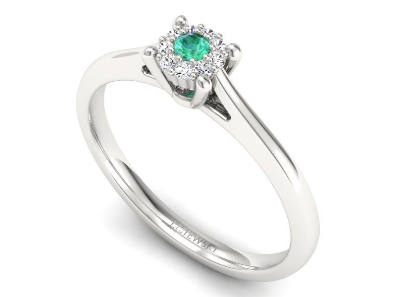 Złoty pierścionek ze szmaragdem i brylantami - P15250bsm - 3