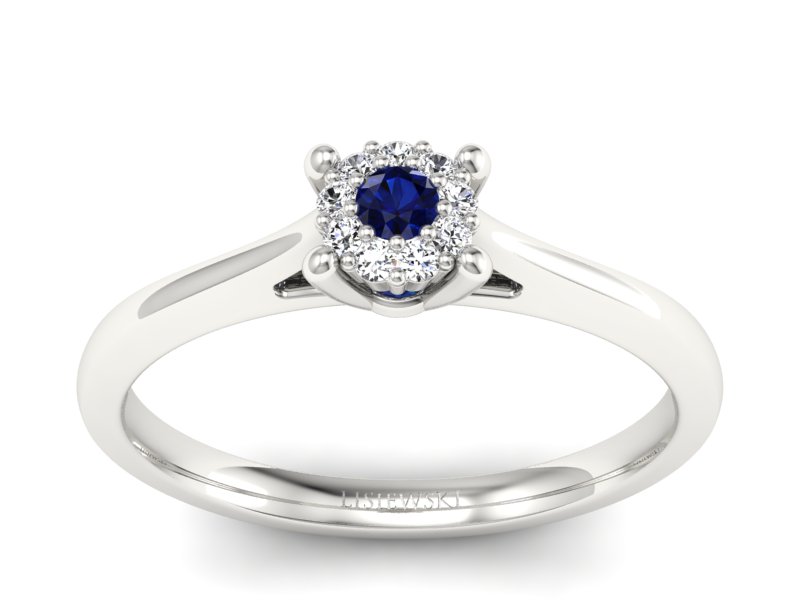 Złoty pierścionek z szafirem i brylantami - P15250bsz - 1