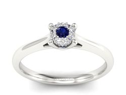 Złoty pierścionek z szafirem i brylantami - P15250bsz