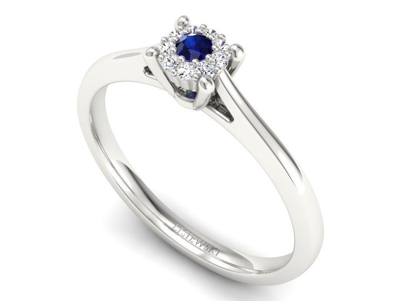 Złoty pierścionek z szafirem i brylantami - P15250bsz