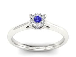 Pierścionek z szafirem i brylantami białe złoto - P15250bszc