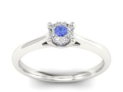 Pierścionek z tanzanitem i brylantami białe złoto - P15250bt
