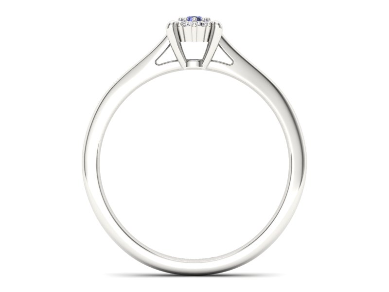 Pierścionek z tanzanitem i brylantami białe złoto - P15250bt