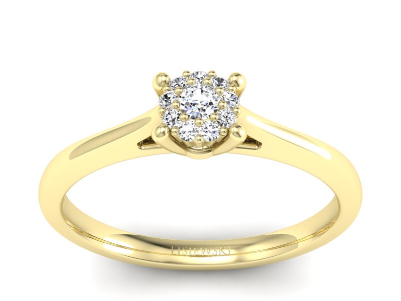 Złoty pierścionek z brylantami żółte złoto - P15250z - 1