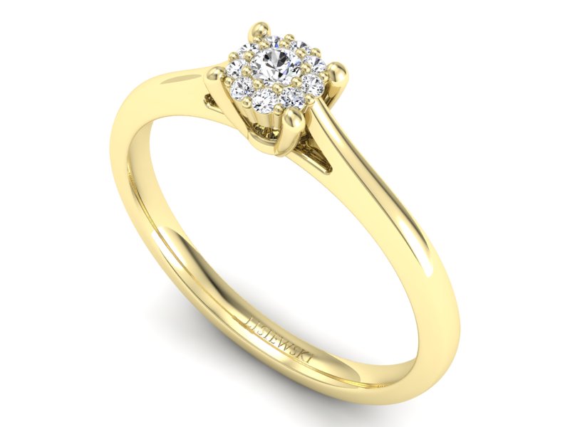 Złoty pierścionek z brylantami żółte złoto - P15250z