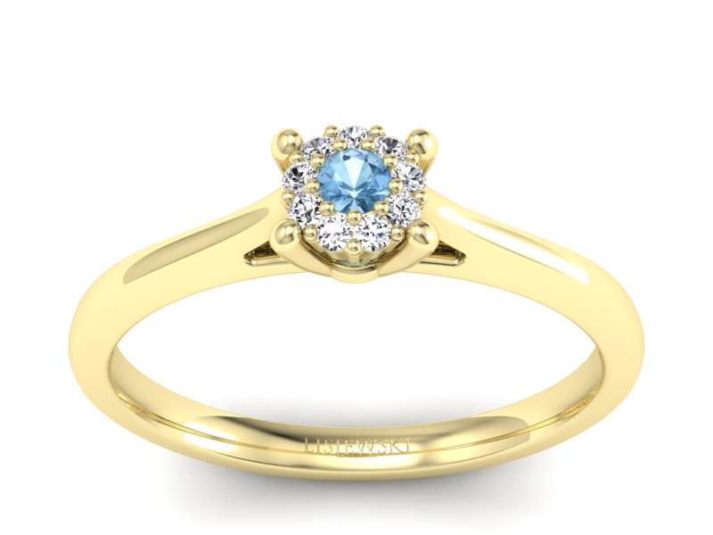 Pierścionek z topazem i brylantami żółte złoto - P15250za - 1