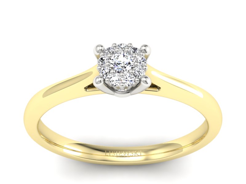 Pierścionek z diamentami żółte i białe złoto - P15250zb - 1