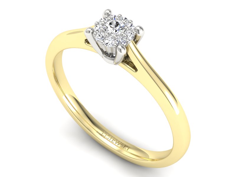 Pierścionek z diamentami żółte i białe złoto - P15250zb - 3