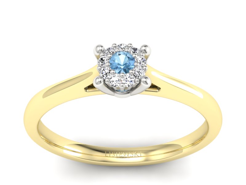 Złoty pierścionek z topazem i brylantami - P15250zba - 1