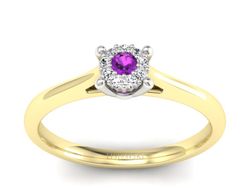 Złoty pierścionek z ametystem i brylantami - P15250zbam
