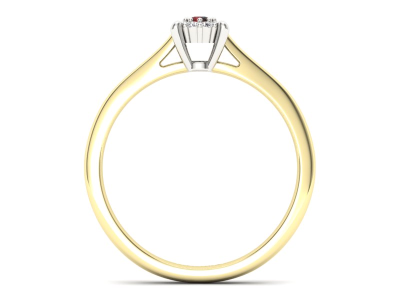 Złoty pierścionek z granatem i brylantami - P15250zbgr - 2