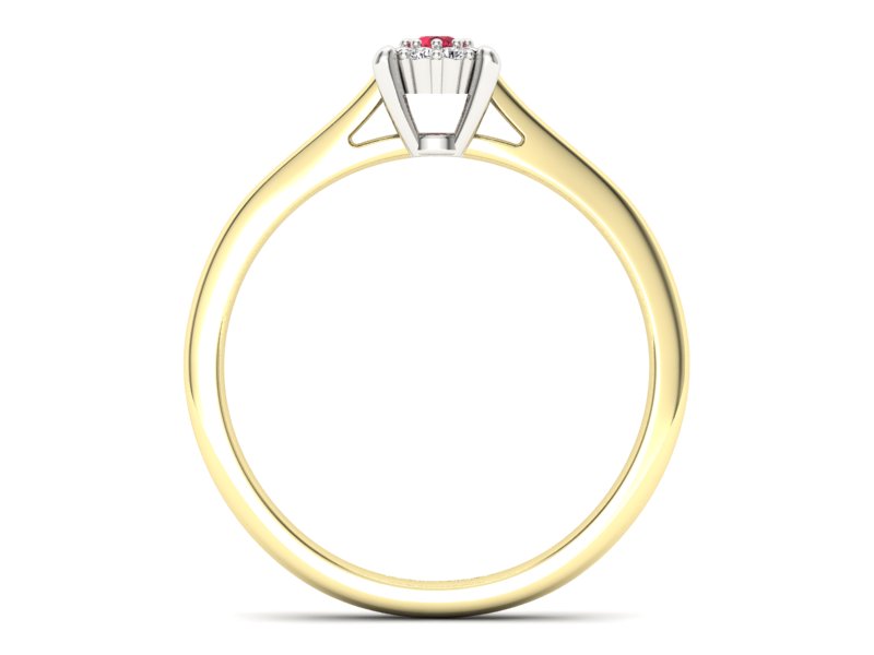 Złoty pierścionek z rubinem i diamentami - P15250zbr1
