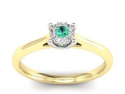 Złoty pierścionek ze szmaragdem i diamentami - P15250zbsm