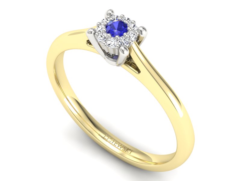 Złoty pierścionek z brylantami i szafirem - P15250zbszc - 3