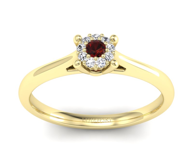 Złoty pierścionek z granatem z żółtego złota - P15250zgr - 1