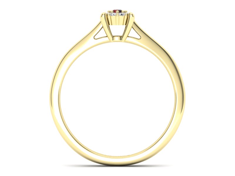 Złoty pierścionek z granatem z żółtego złota - P15250zgr - 2