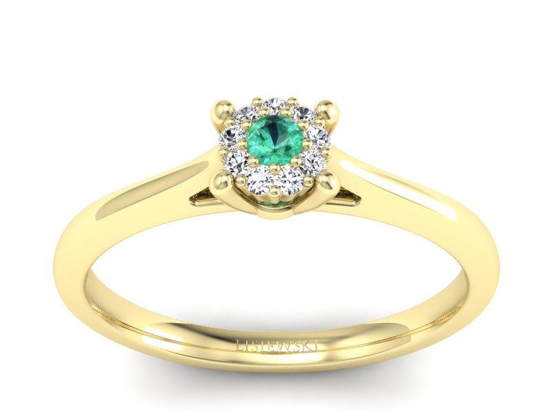 Złoty pierścionek ze szmaragdem i diamentem - P15250zsm - 1