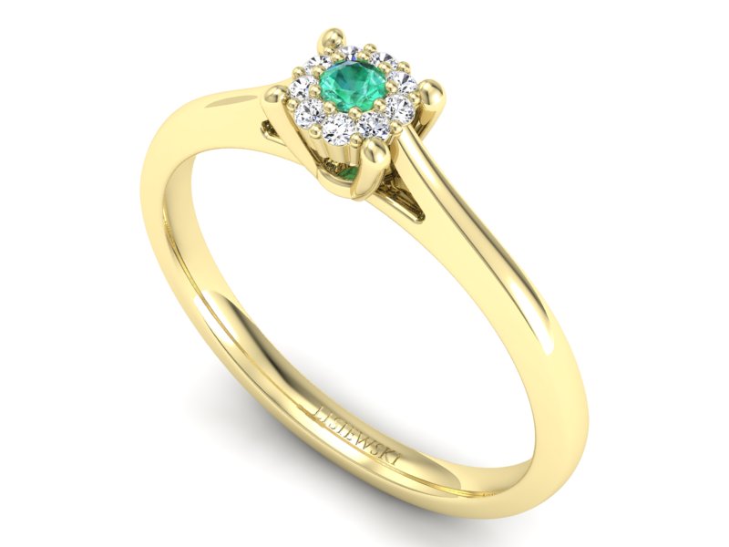Złoty pierścionek ze szmaragdem i diamentem - P15250zsm - 3