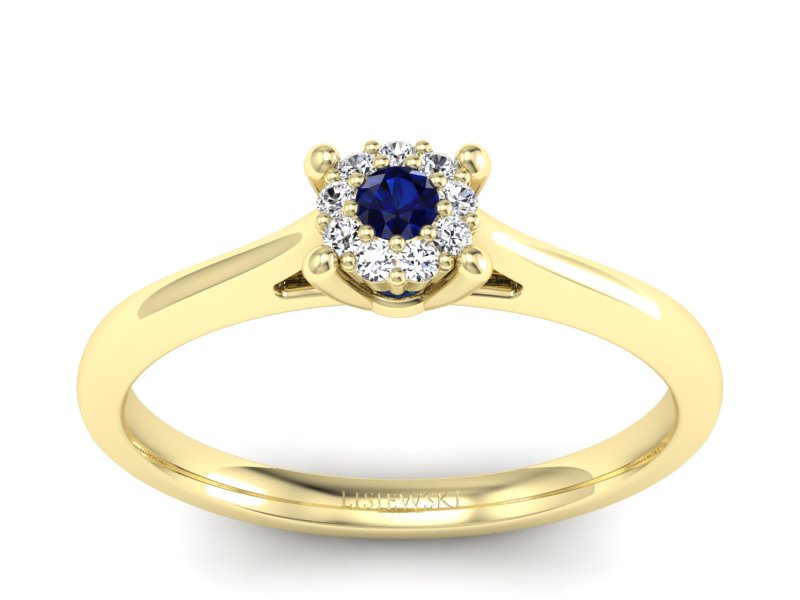 Pierścionek z szafirem i brylantami żółte złoto - P15250zsz - 1