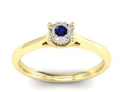 Pierścionek z szafirem i brylantami żółte złoto - P15250zsz