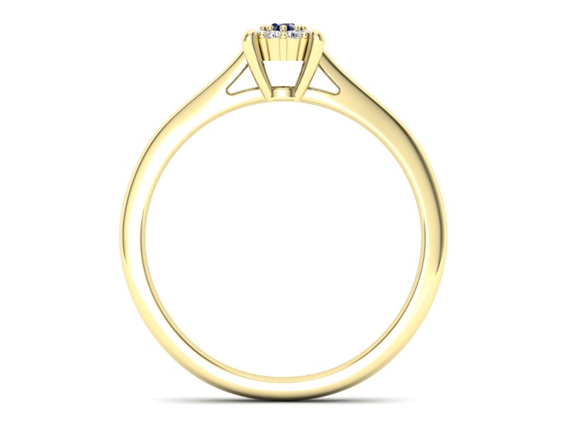 Pierścionek z szafirem i brylantami żółte złoto - P15250zsz