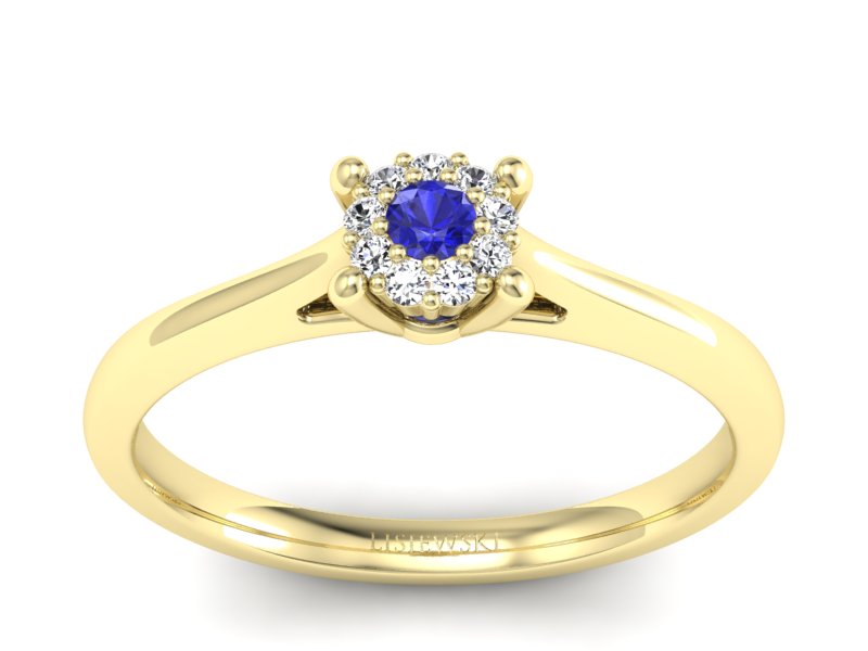 Złoty pierścionek z szafirem i diamentami - P15250zszc - 1