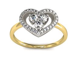 Pierścionek z diamentami żółte i białe złoto 585 - P15251zb