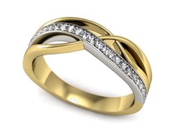 Pierścionek z diamentami żółte i białe złoto 585 - P15254zb