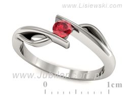 Złoty Pierścionek z rubinem białe złoto 585 - P15256br1