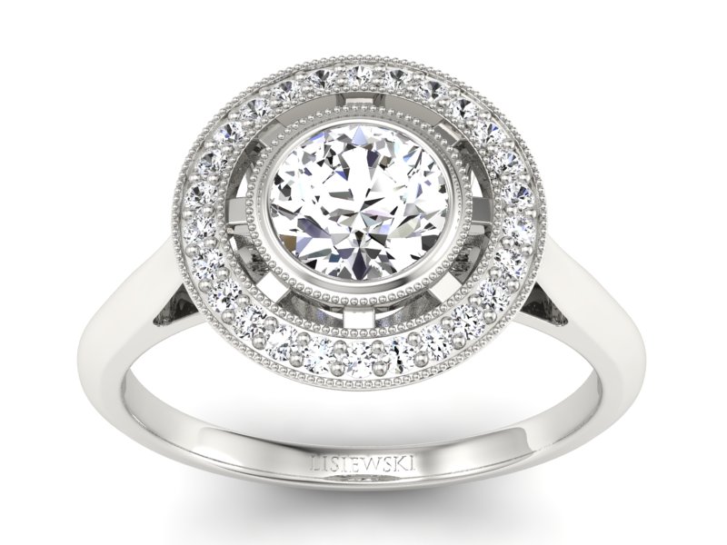 Złoty pierścionek z brylantami białe złoto - P15258b - 1