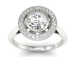 Złoty pierścionek z brylantami białe złoto - P15258b