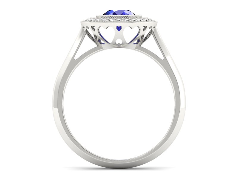 Pierścionek z szafirem i brylantami białe złoto - P15258bszc - 2