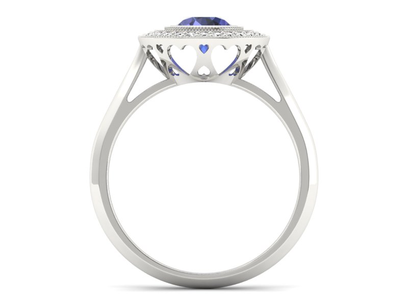 Pierścionek z tanzanitem białe złoto i brylantami - P15258bt - 2