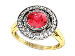 Pierścionek z rubinem i diamentami złoto 585 - P15258zbr1