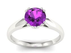 Złoty pierścionek z ametystem i brylantami - P15259bam