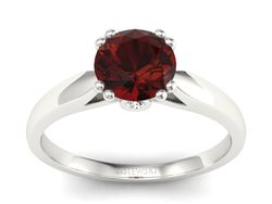 Pierścionek z granatem i brylantami białe złoto - P15259bgr