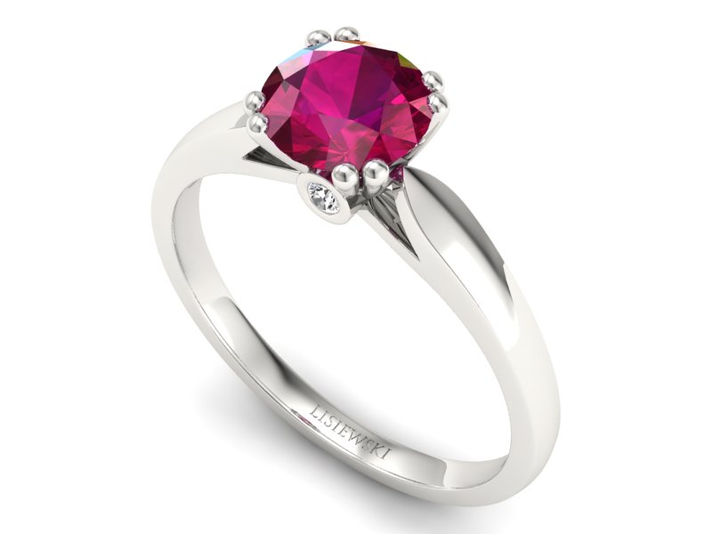 Pierścionek z rubinem i brylantami białe złoto - P15259br - 3