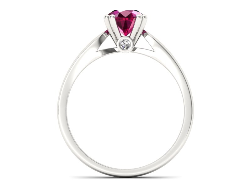 Pierścionek z rubinem i brylantami białe złoto - P15259br - 2