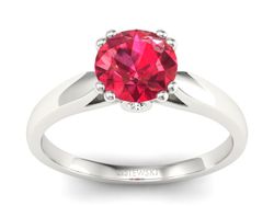 Pierścionek z rubinem i brylantami białe złoto - P15259br1