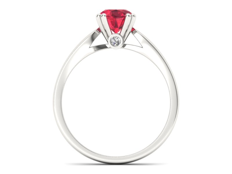 Pierścionek z rubinem i brylantami białe złoto - P15259br1 - 2