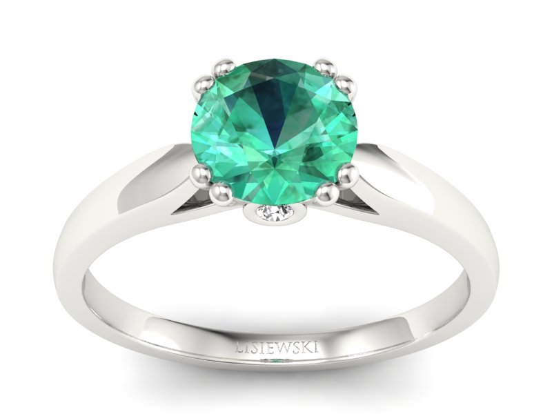 Złoty pierścionek ze szmaragdem i brylantami - P15259bsm - 1