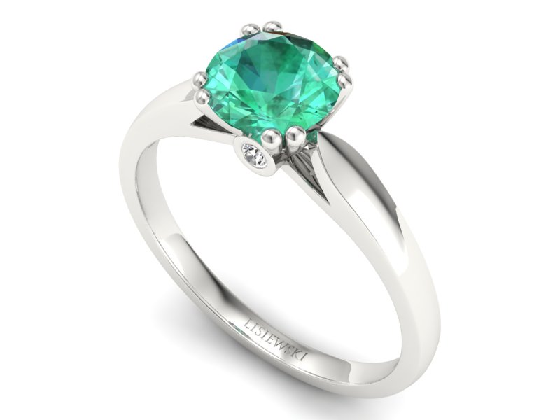 Złoty pierścionek ze szmaragdem i brylantami - P15259bsm - 3