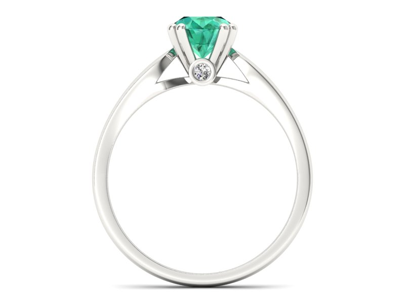 Złoty pierścionek ze szmaragdem i brylantami - P15259bsm - 2