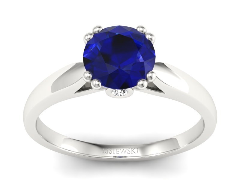 Złoty pierścionek ze spinelem i brylantami - P15259bsp - 1