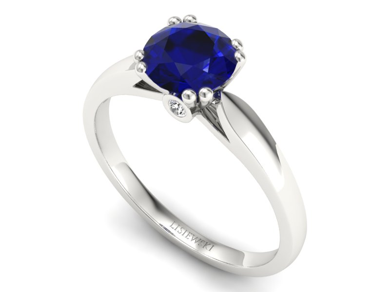 Złoty pierścionek ze spinelem i brylantami - P15259bsp - 3