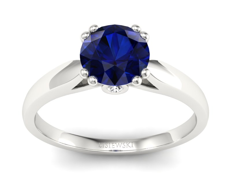 Pierścionek z szafirem i brylantami białe złoto - P15259bsz - 1