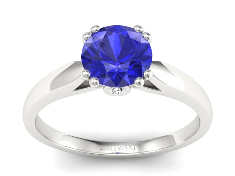 Pierścionek z szafirem z brylantami białe złoto - P15259bszc - 1