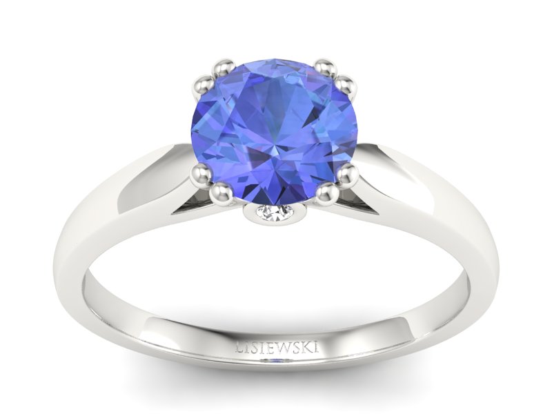 Pierścionek z tanzanitem białe złoto z brylantami - P15259bt - 1