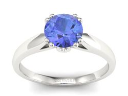 Pierścionek z tanzanitem białe złoto z brylantami - P15259bt